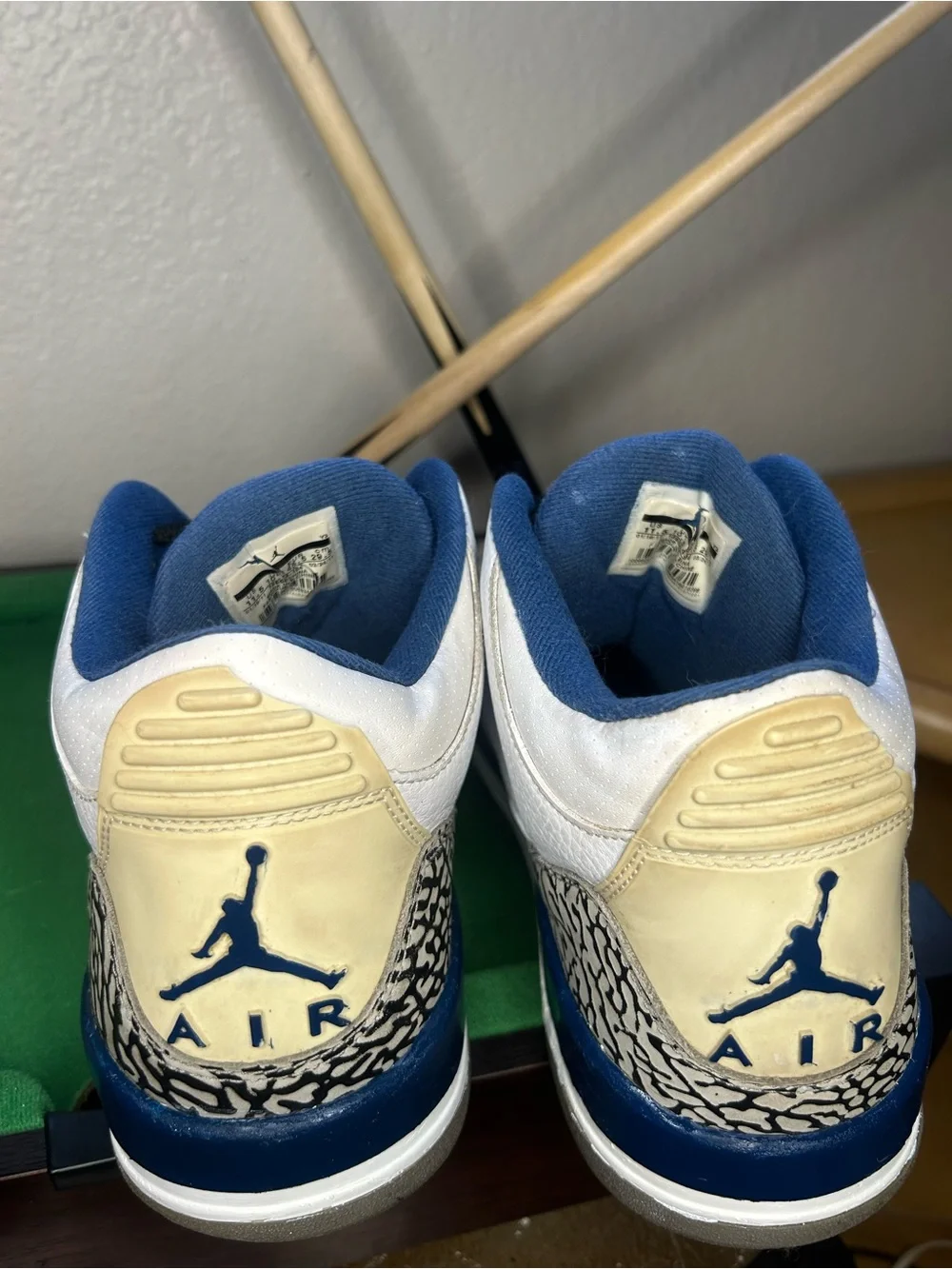 Jordan White/Black Retro Basketball Sneakers with Cement Print 2011
